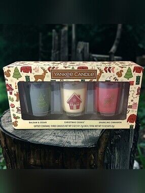 Yankee Candle‎ Holiday Gift Set 3 Piece Balsam Cedar Christmas Cookie Cinnamon